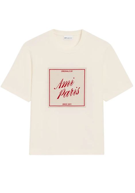 t-shirt heritage print uomo bianca AMI PARIS | UTS385.726136